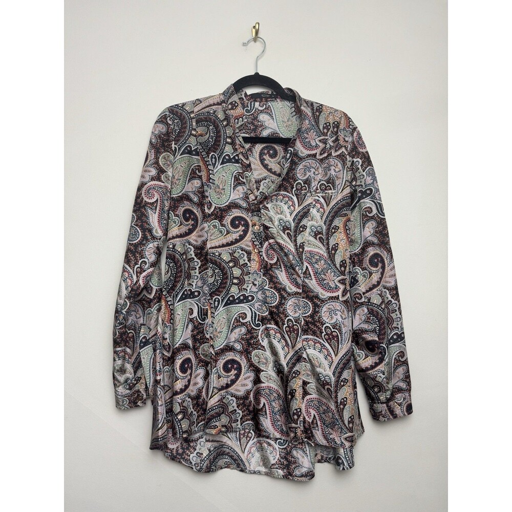 Etro Womens Paisley Top Size 44 Long Sleeve Polyester Button Popover Shirt